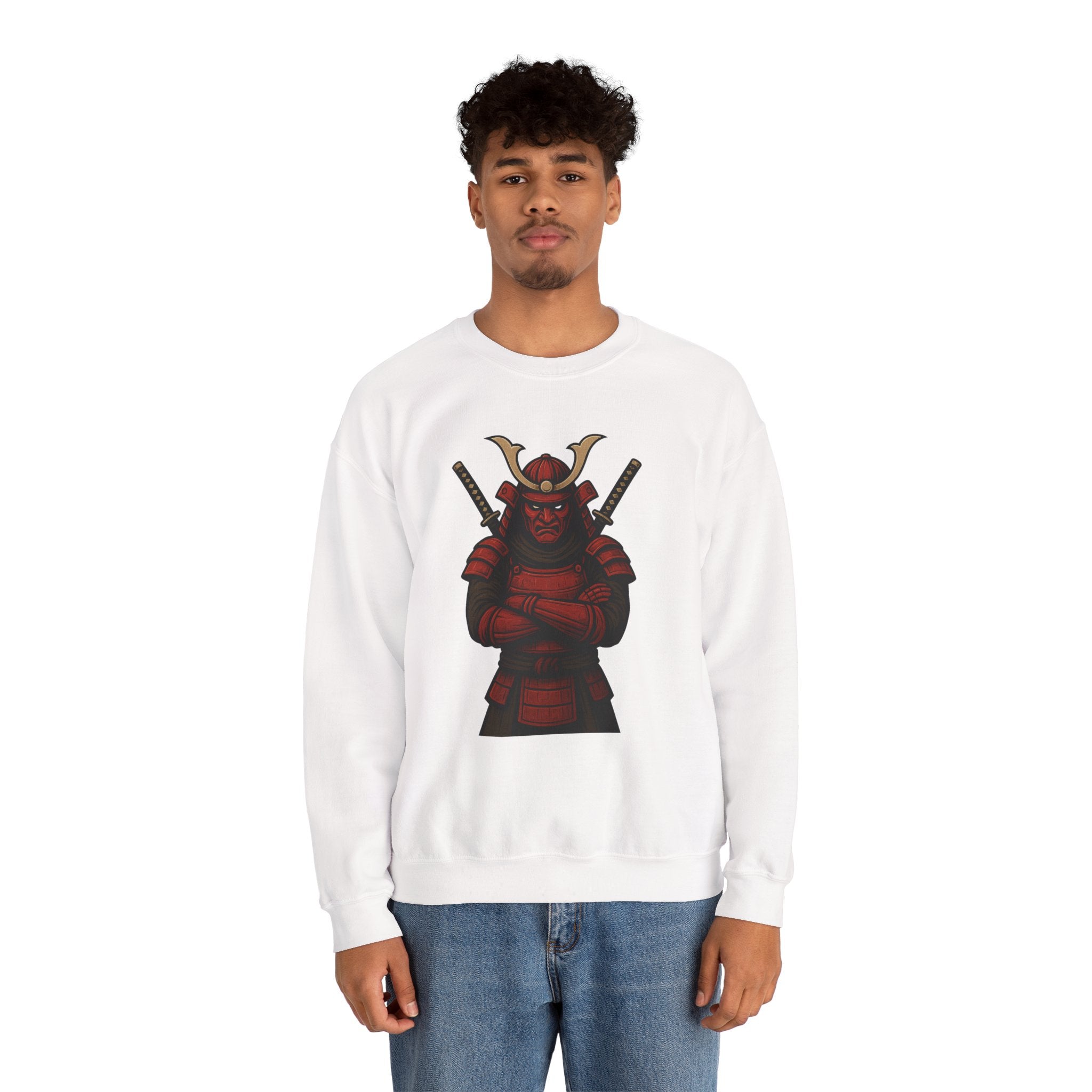 Samurai Warrior Crewneck Sweatshirt – Red Armor Graphic