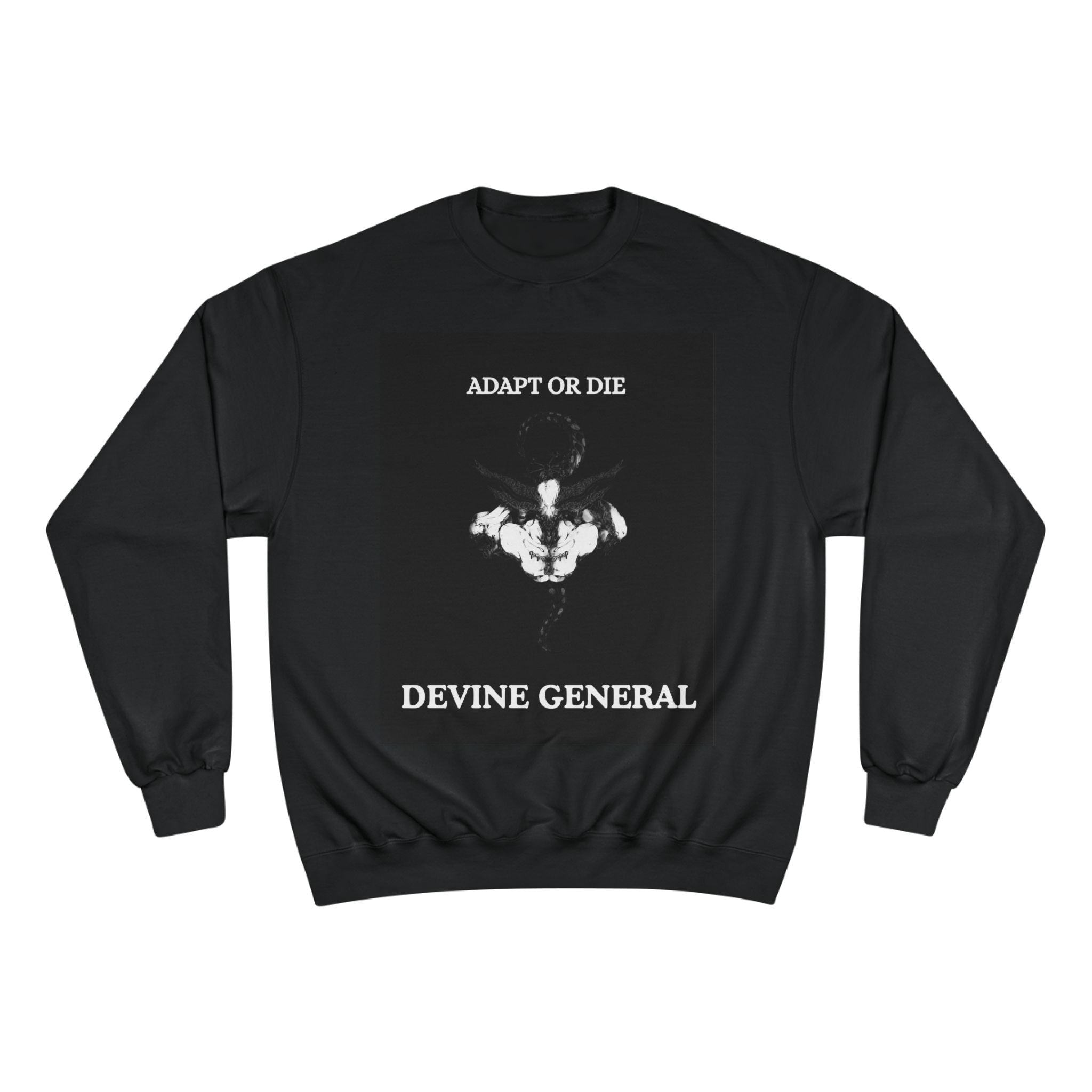 Champion Sweatshirt — 'Adapt or Die' Devine General Graphic Sweatshirt