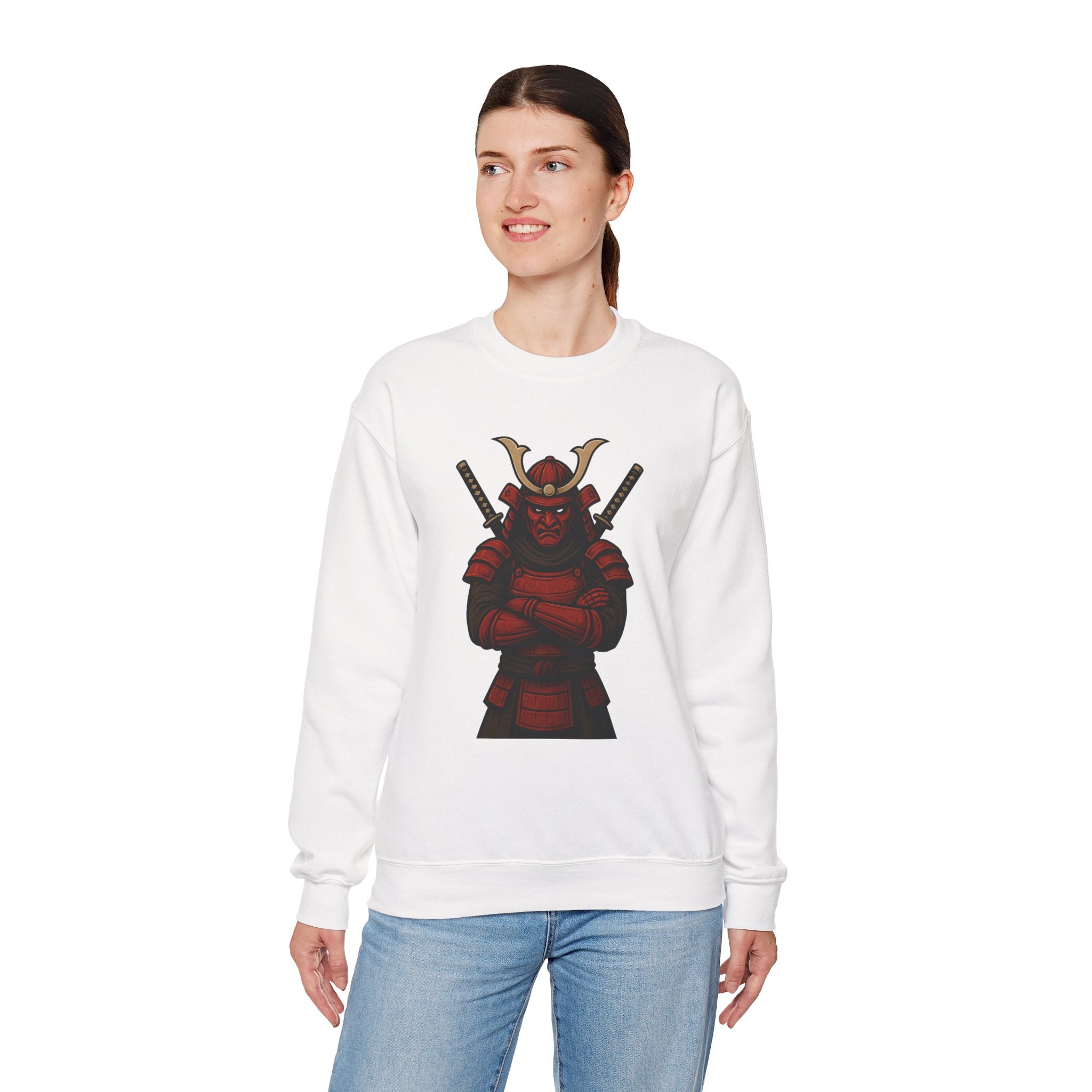 Samurai Warrior Crewneck Sweatshirt – Red Armor Graphic